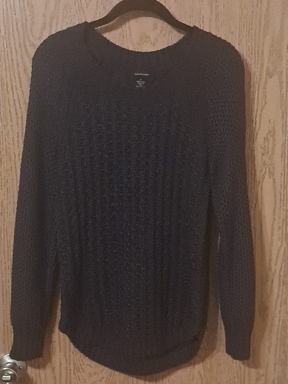 Calvin Klein Jeans Dark Blue Open-Weave Crewneck Sweater Medium